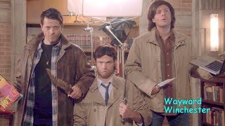 Supernatural Season 8  14 GAG REEL Supercut  Funny Supernatural Bloopers VS Real Life [upl. by Atsillac]