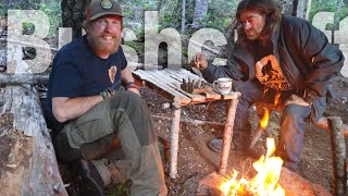 Bushcraft Table  DIY Camp Projects Day 23 of 30 Day Survival Challenge Canadian Rockies [upl. by Harlow]