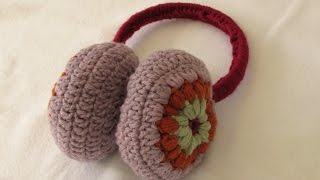 How to crochet EASY puff stitch earmuffs  ear warmers [upl. by Sirret714]